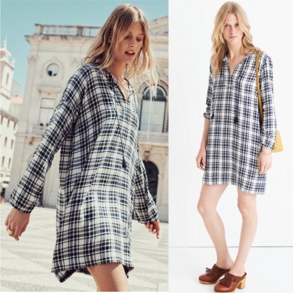 MADEWELL Great Swim Beach Coverup Plaid Artiste Tunic Dress Size Small